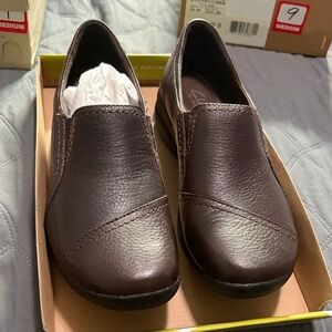 Clarks Dark Brown Leather Slip-On Shoes